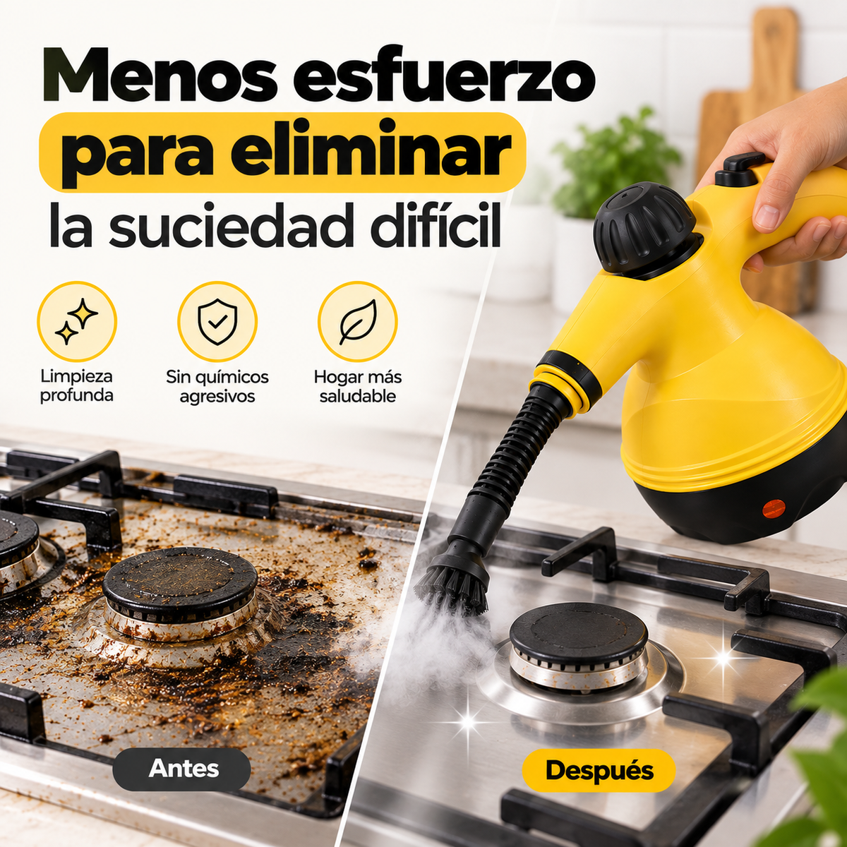 Limpiador a Vapor Clean Pro — Elimina la Suciedad Difícil con Vapor Caliente
