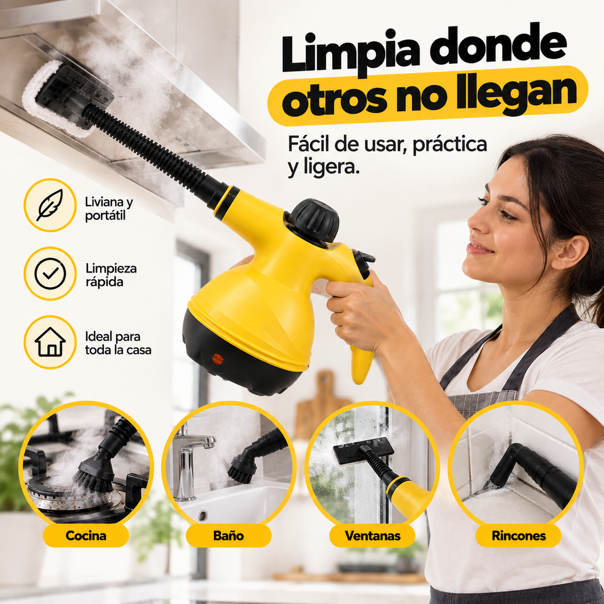 Limpiador a Vapor Clean Pro — Elimina la Suciedad Difícil con Vapor Caliente