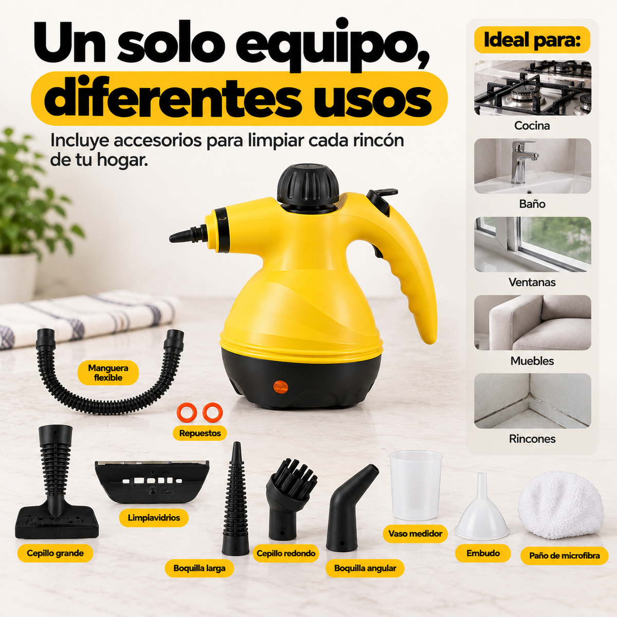 Limpiador a Vapor Clean Pro — Elimina la Suciedad Difícil con Vapor Caliente